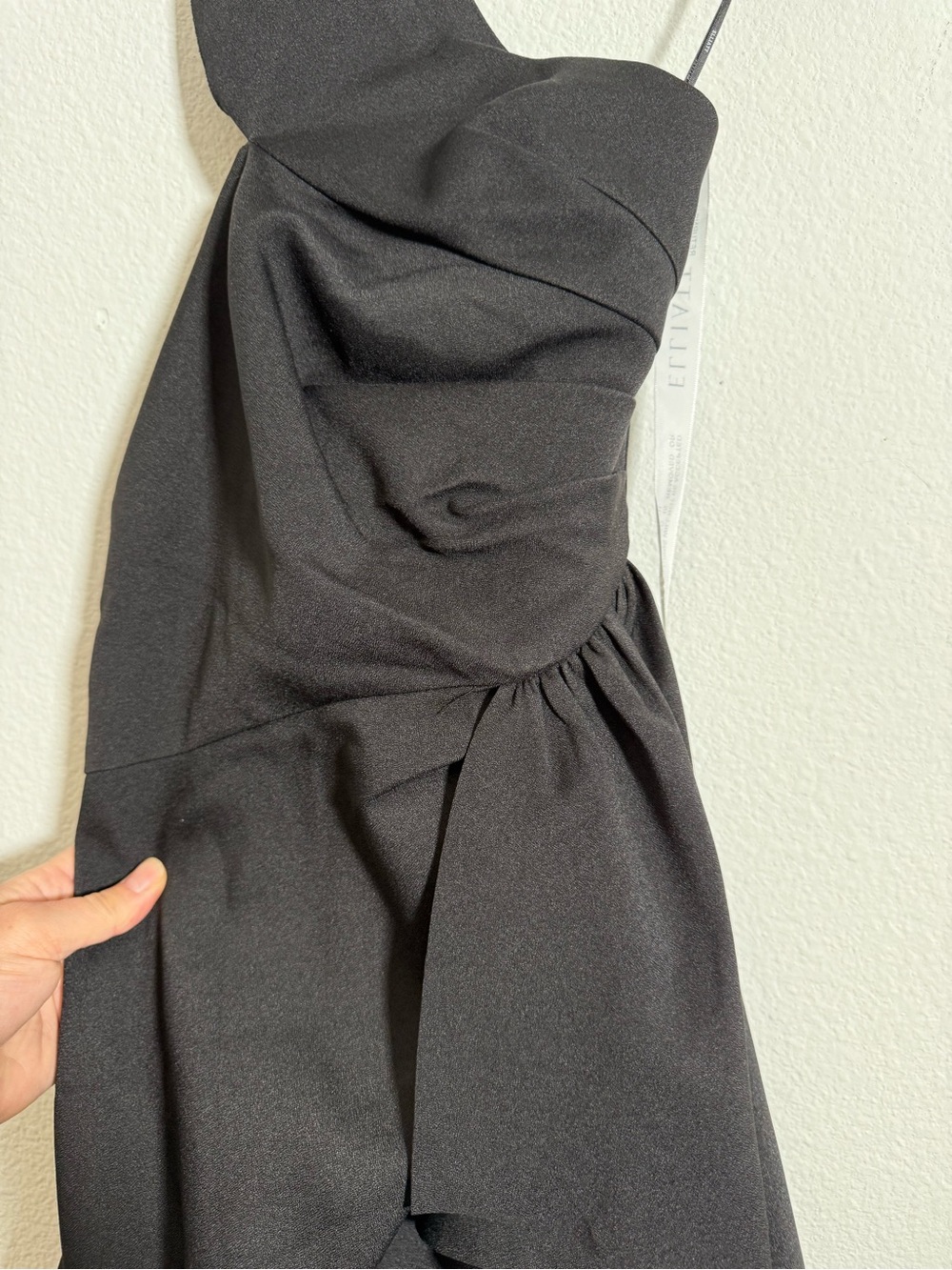 Elliatt Convergence Dress Black One Shoulder Asymmetrical Ruffle Cocktail Dress - Picture 3 of 11